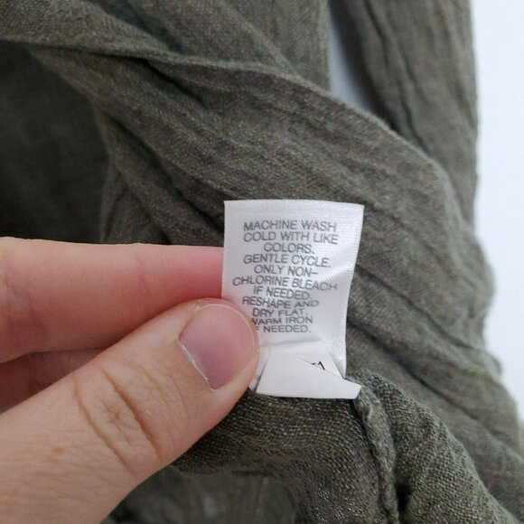 J. Jill Womens Cardigan Size L Tie Front Linen Pleat Sleeve Green Coverup Beachy - Picture 6 of 10